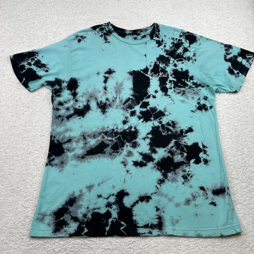 Last Call Co Mens Friends In Low Places Tie Dye Skeleton Graphic T-Shirt XL Teal